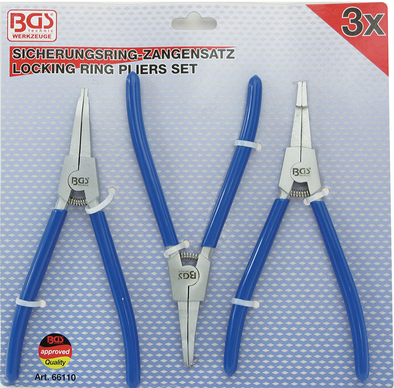 SET PINZE PER ANELLI ELASTICI INTERNI ESTERNI SEEGER 165mm 4pz